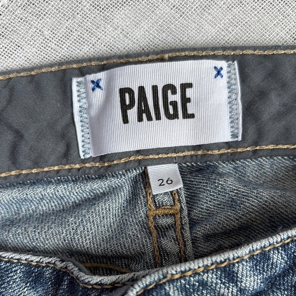 PAIGE Skyline Ankle Peg Blue Jeans with Distressed Details - Picture 4 of 13